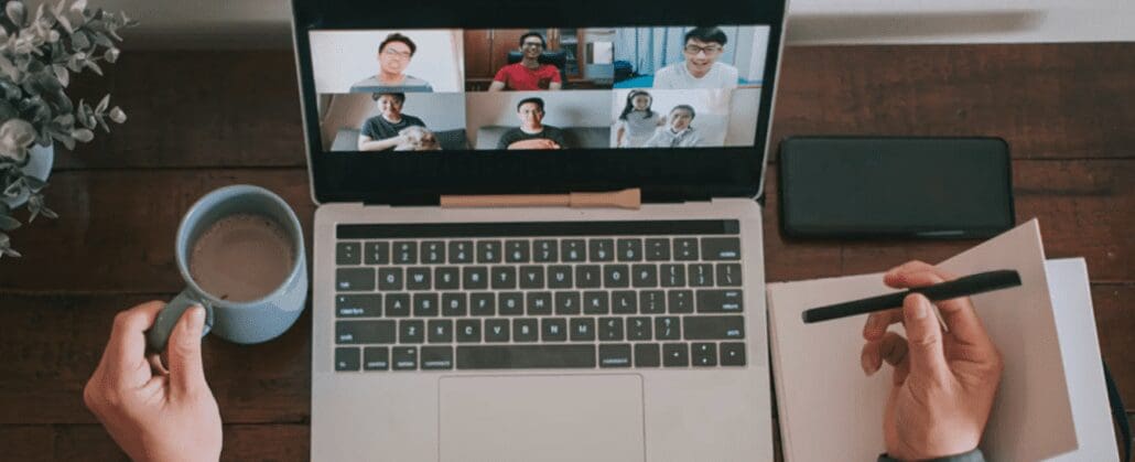 A person in a webcam meeting.