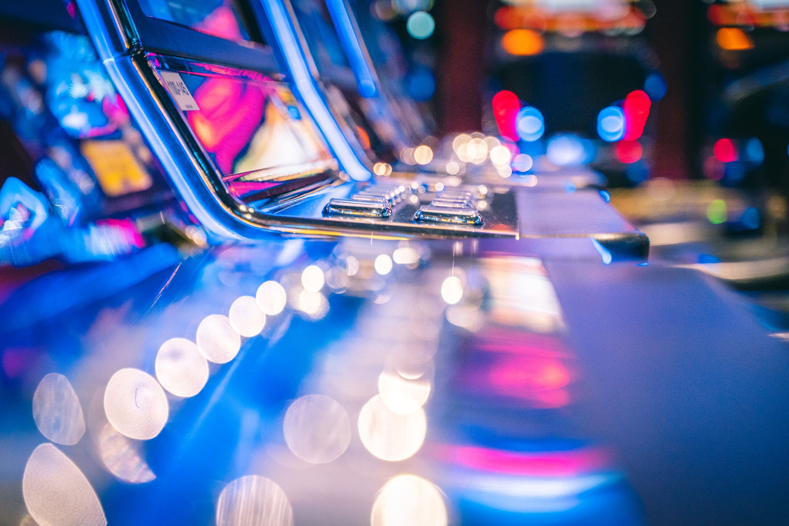 Rows of slot machines in a casino