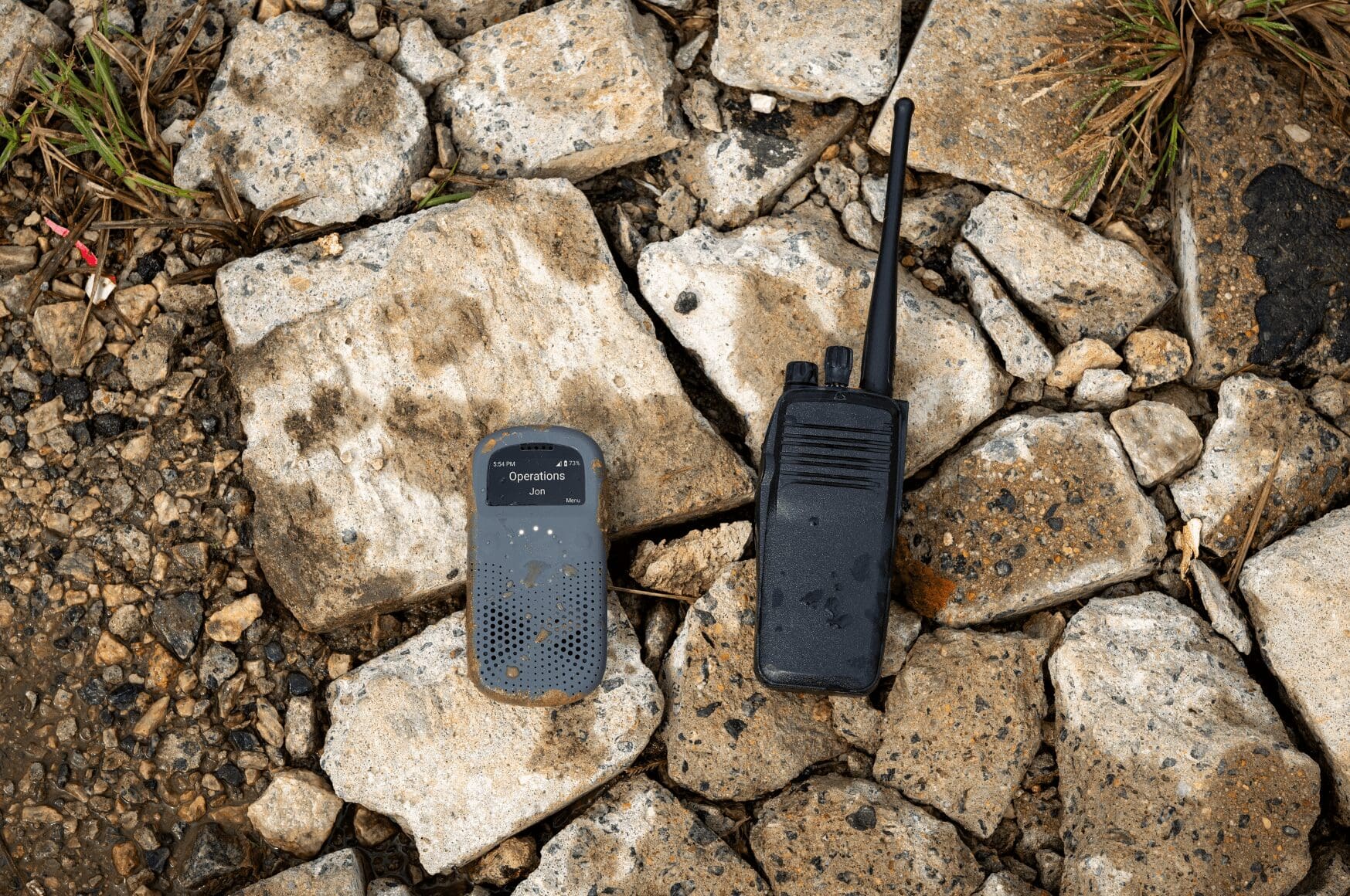 RelayX next to Traditional Radio on the ground.