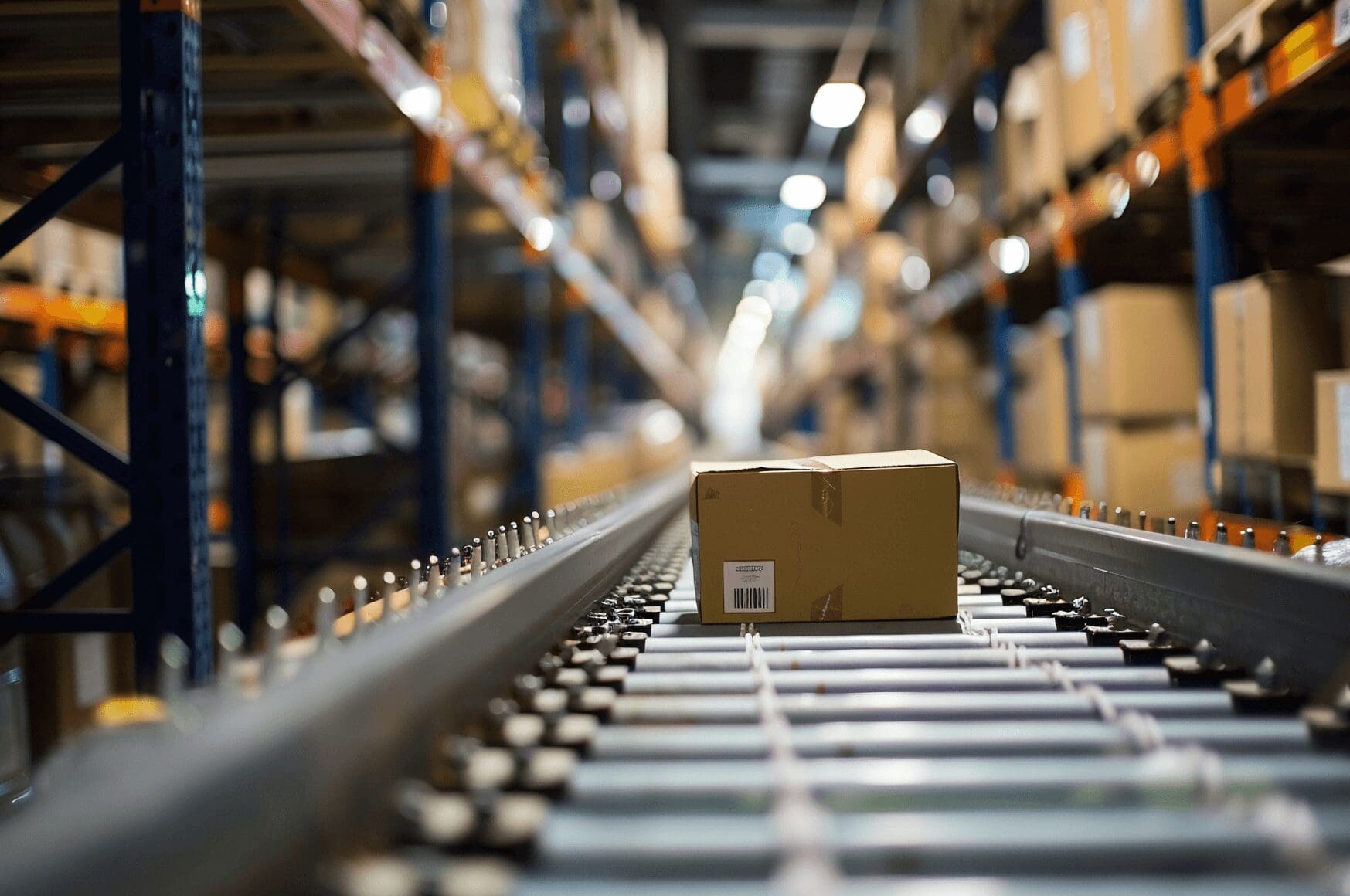 Package on conveyor belt