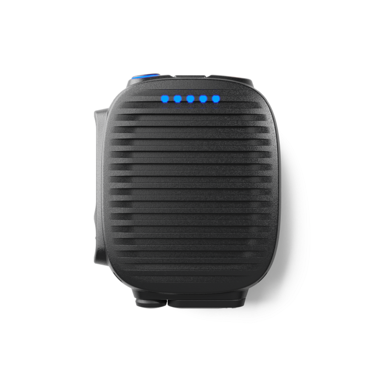 A front view of the RSM pro that shows the LED lights blue